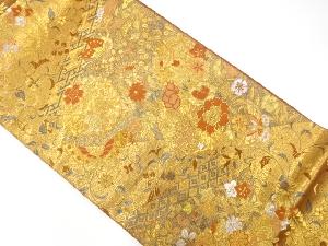 切り嵌め風花に蝶模様織出し袋帯